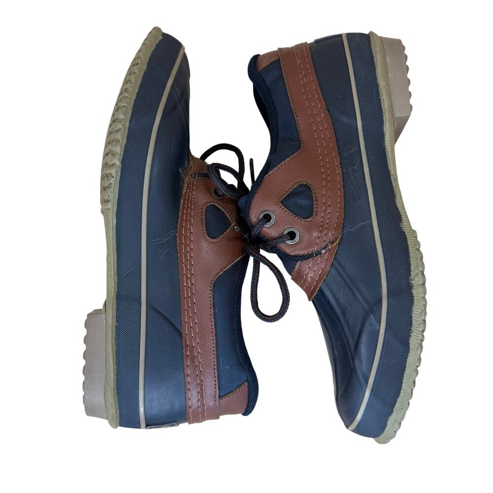 Sporto Duck Rain Shoes Women’s 9 Navy Blue Brown Waterproof Thermolite Low Cut